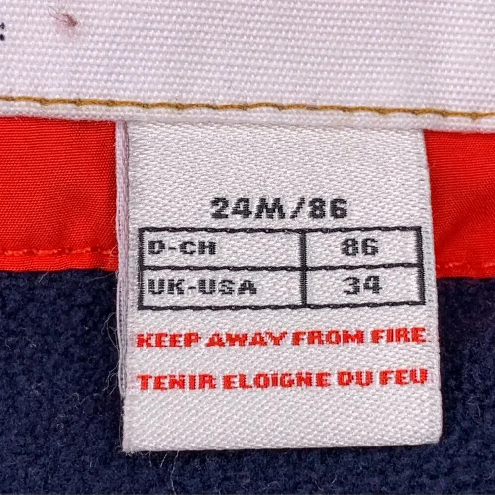 Mon Petit Manteau by Cyrillic Puffer Jacket Orange Blue Fleece Lining
